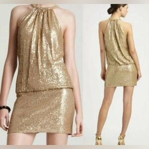 Laundry By Shelli Segal Gold Sequin Mini Dress